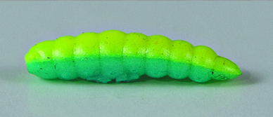 LARVA DEL MIELE 25 mm Ø 5.5 mm in file da 6 (Col. GIALLO FLUO - COBALTO) 54 pezzi